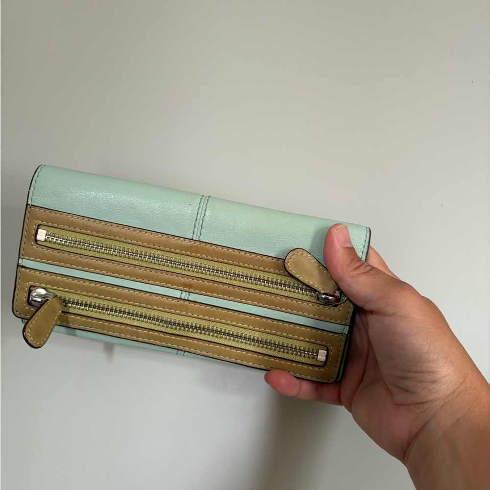 Coach Light Blue Seafoam Leather Women's Wallet - Picture 6 of 8